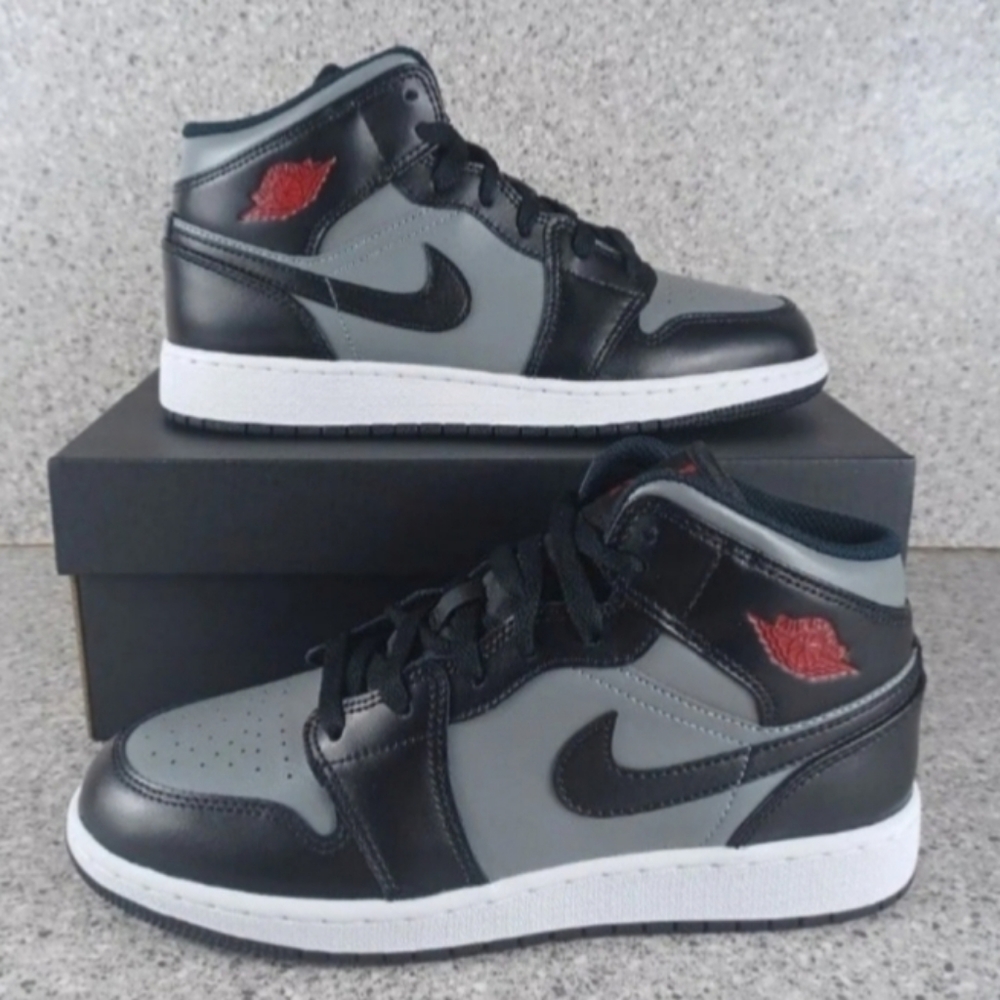 Nike Air Jordan 1 Mid Shadow Red Sneakers - Youth Size 7 Shoes